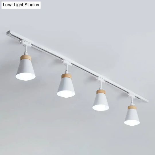 Nordic Style Semi Flush Mount Spotlight - Living Room Track Light With Cone Metal Shade Various