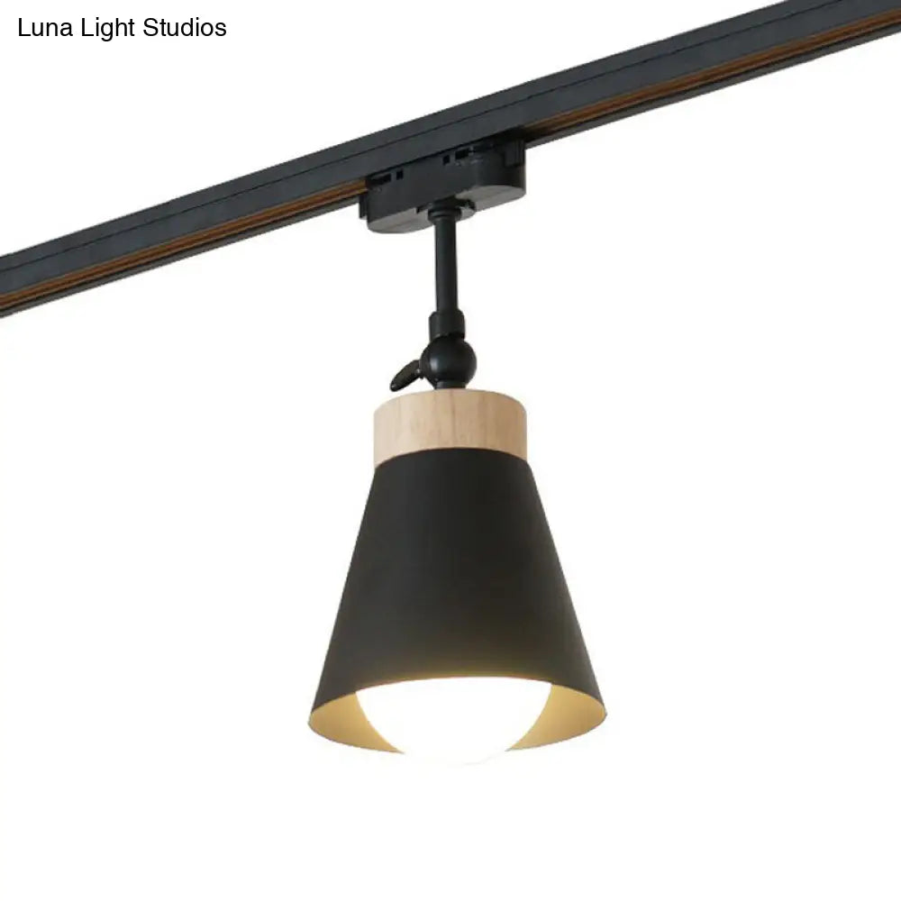 Nordic Style Semi Flush Mount Spotlight - Living Room Track Light With Cone Metal Shade Various