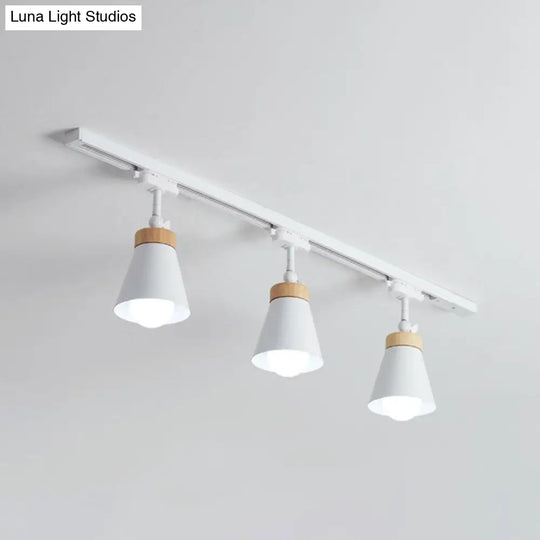 Nordic Style Semi Flush Mount Spotlight - Living Room Track Light With Cone Metal Shade Various