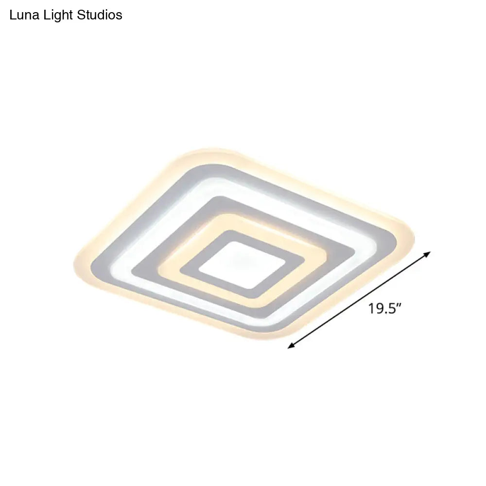 Nordic Style Square Acrylic Ceiling Lamp - 4-Layer Design With 19.5/35.5 W Led Flush Light Fixture
