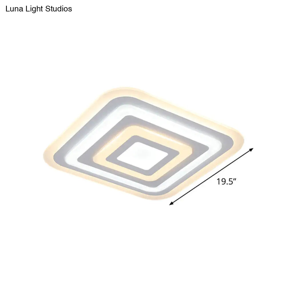 Nordic Style Square Acrylic Ceiling Lamp - 4 - Layer Design With 19.5’/35.5’ W Led Flush Light