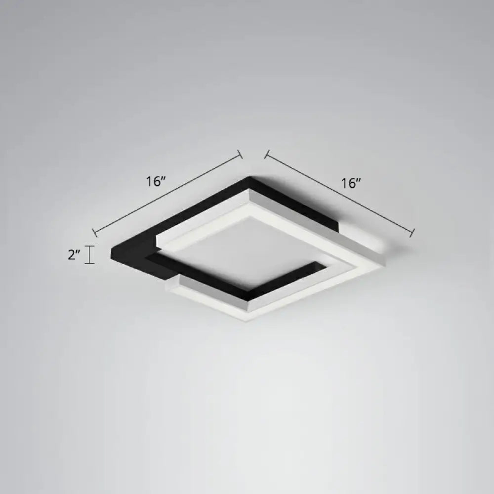 Nordic Style Square Acrylic Led Ceiling Lamp - Minimalist Black And White Flush Mount Lighting For