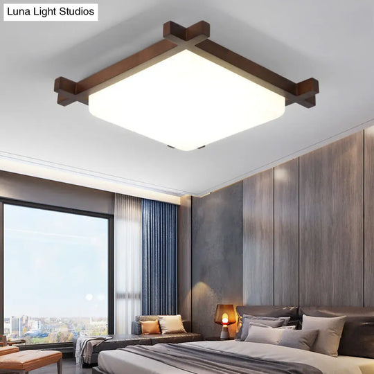 Nordic Style Square Flush Ceiling Light With Acrylic Shade And Led Ideal For Bedroom Living Room In