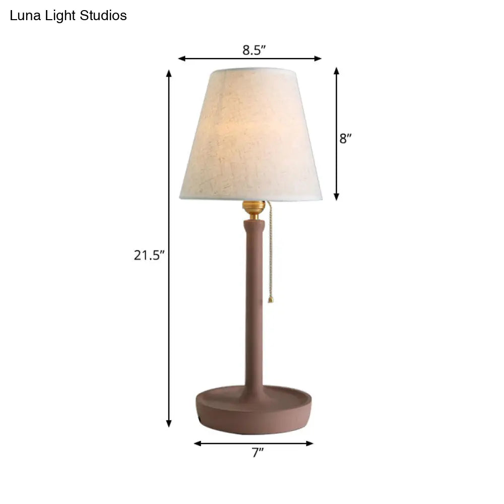 Nordic Style Tapered Cement Desk Lamp With Pull Chain - 1 Light Grey/Red/Brown Standing Table