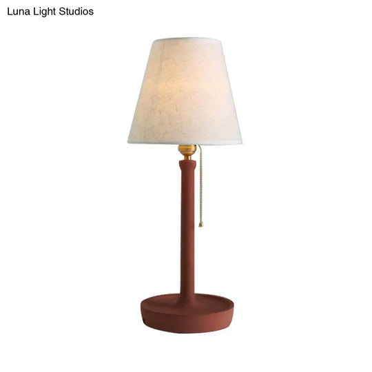 Nordic Style Tapered Cement Desk Lamp With Pull Chain - 1 Light Grey/Red/Brown Standing Table