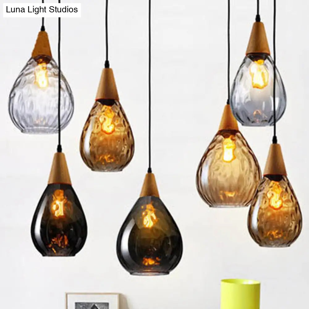 Nordic Style Teardrop Glass Pendant Ceiling Light For Dining Room