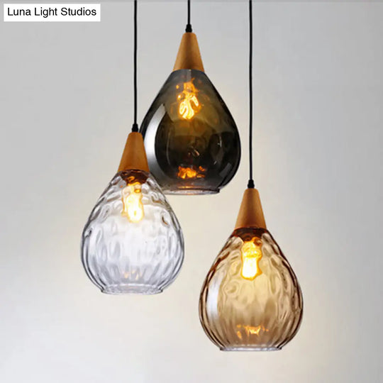 Nordic Style Teardrop Glass Pendant Ceiling Light For Dining Room