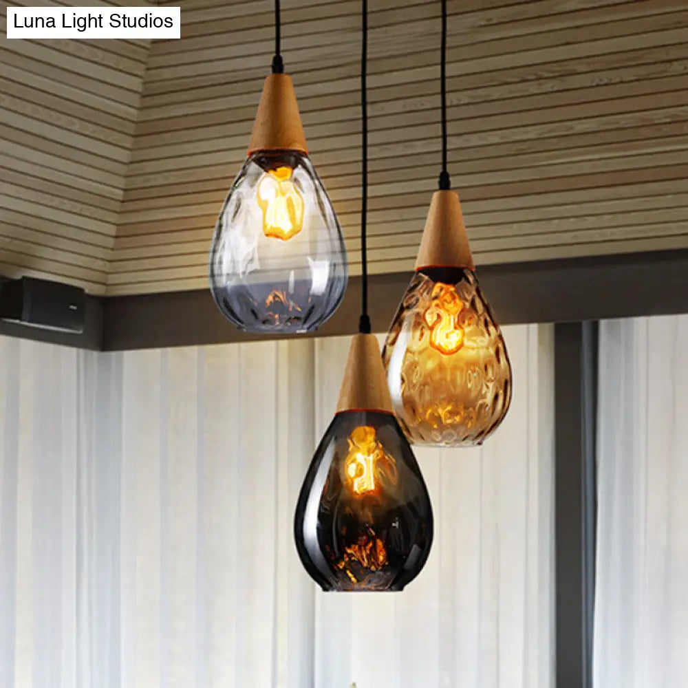 Nordic Style Teardrop Glass Pendant Ceiling Light For Dining Room