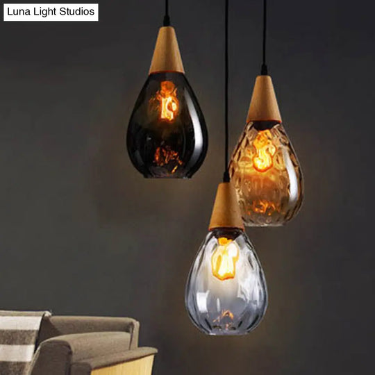 Nordic Style Teardrop Glass Pendant Ceiling Light For Dining Room