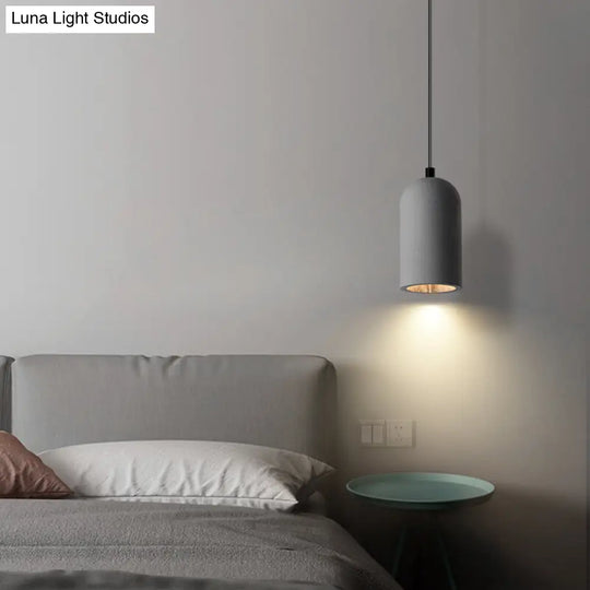 Nordic Style Terrazzo Pendant Light: Sleek Elongated Dome Design For Bedroom Grey