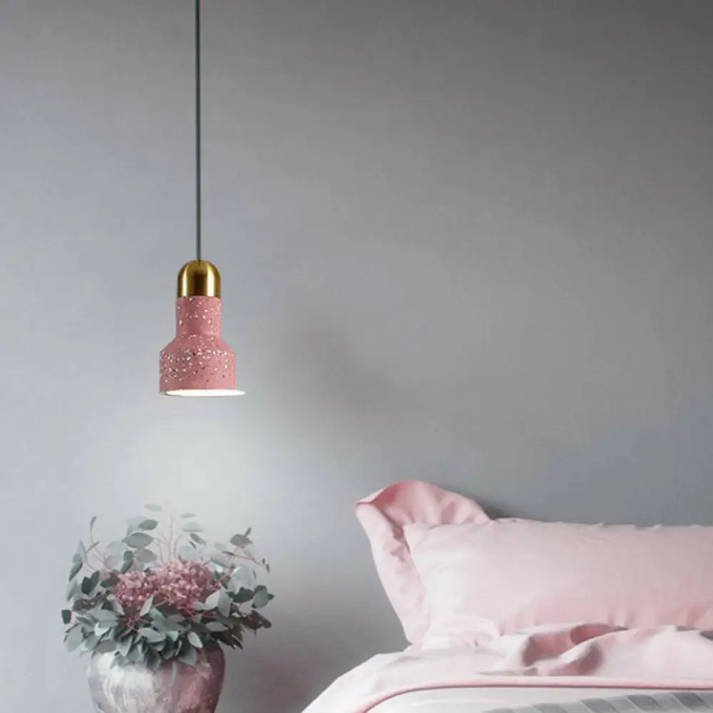 Nordic Style Terrazzo Mini Spotlight Pendant Lighting For Dining Room - 1 Bulb Fixture Pink