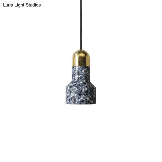 Nordic Style Pendant Ceiling Light - Terrazzo 1-Light Suspension Lighting For Living Room Blue