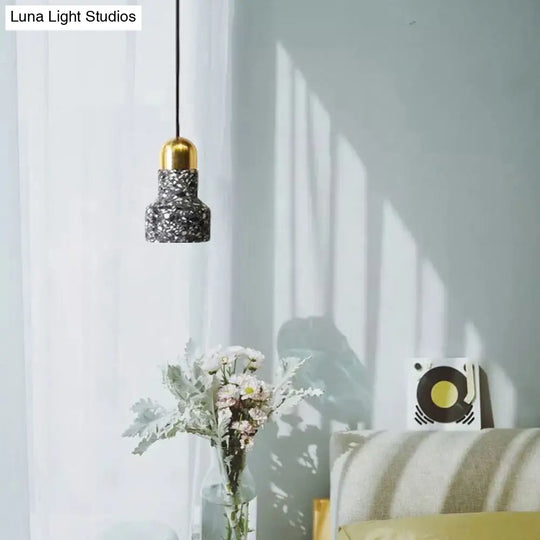 Nordic Style Pendant Ceiling Light - Terrazzo 1-Light Suspension Lighting For Living Room Black