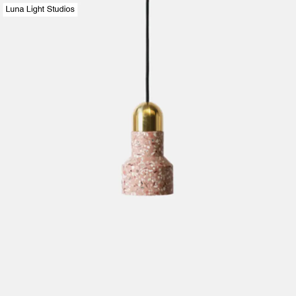 Nordic Style Pendant Ceiling Light - Terrazzo 1-Light Suspension Lighting For Living Room Red