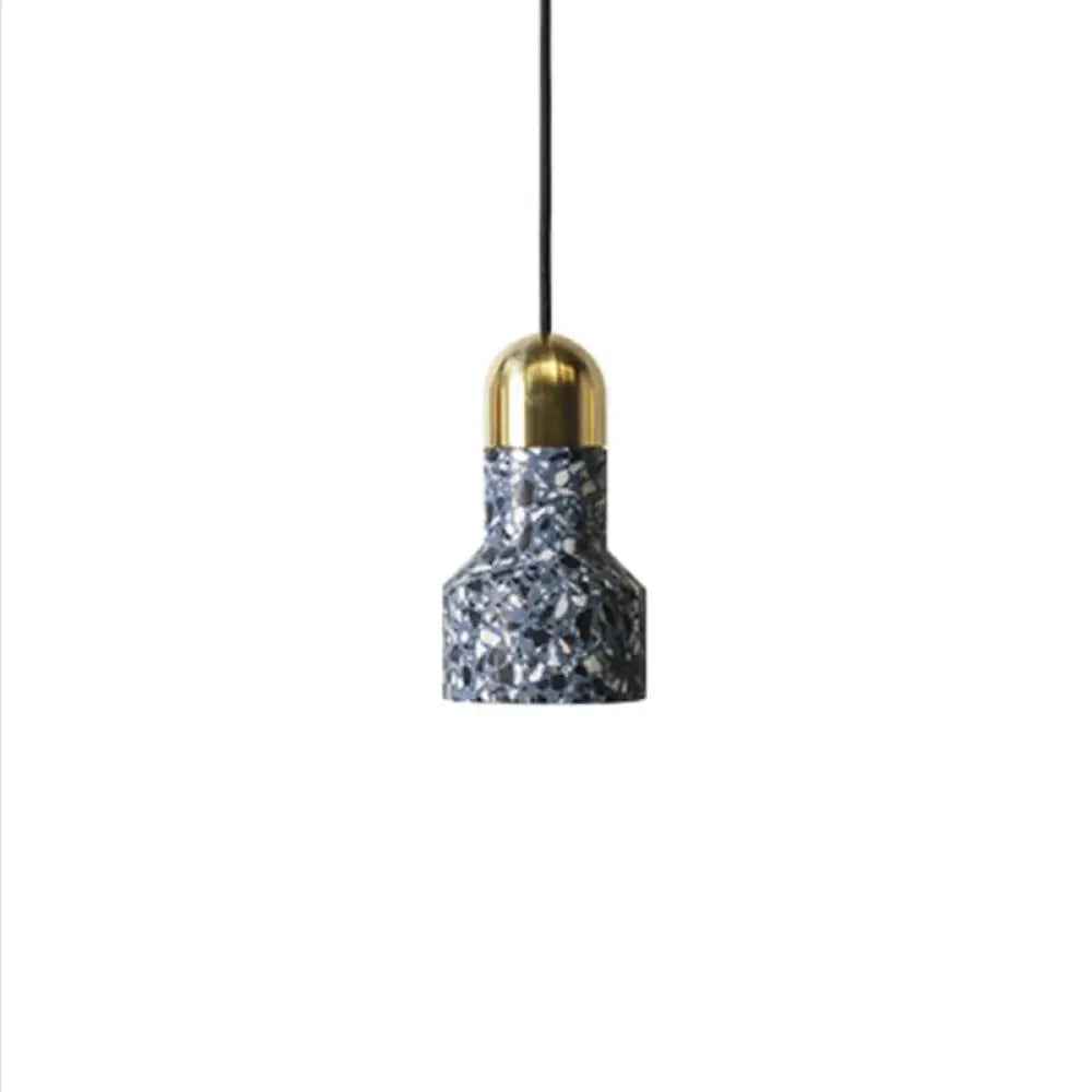 Nordic Style Terrazzo Pendant Ceiling Light With Flashlight Design - 1 Blue