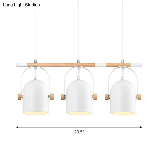 Nordic Style Triple Metal Pendant Light With Adjustable Dome Shade For Island Lighting In White