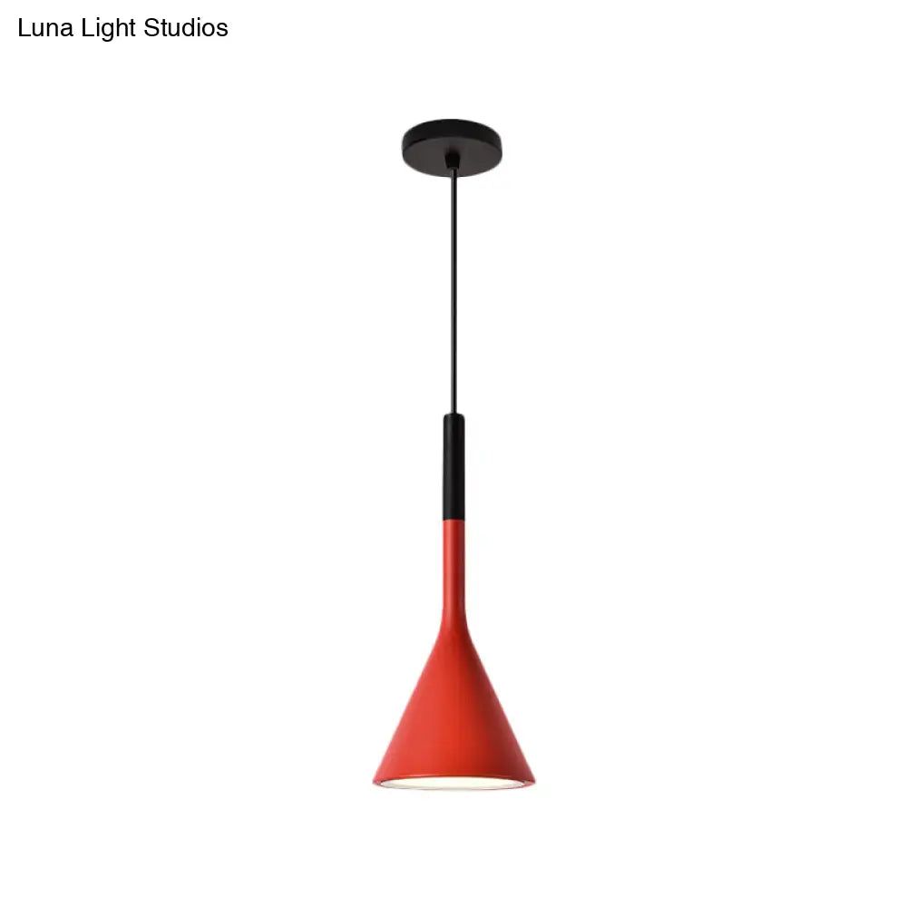 Nordic Style Trumpet Hanging Lamp - Red/White/Black Finish Down Lighting Pendant (1 Bulb)