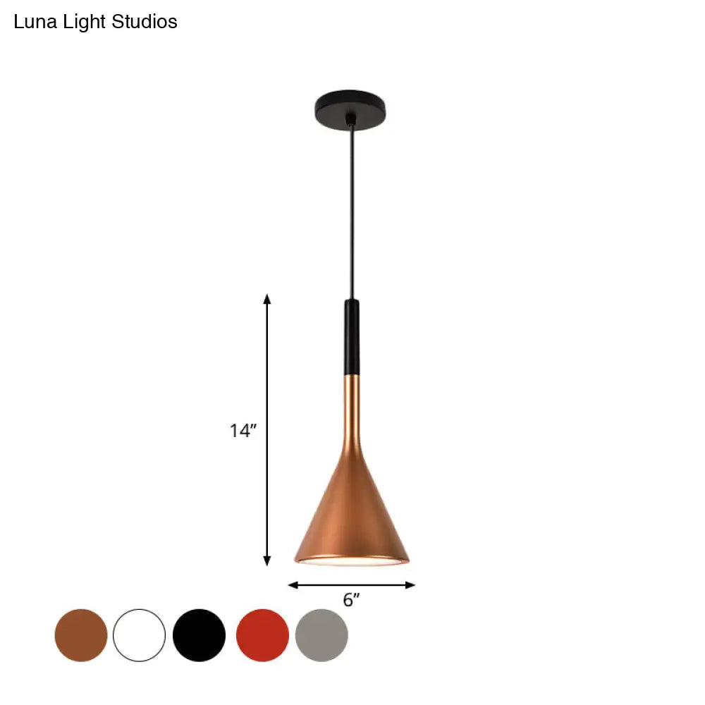 Nordic Style Trumpet Hanging Lamp - Red/White/Black Finish Down Lighting Pendant (1 Bulb)