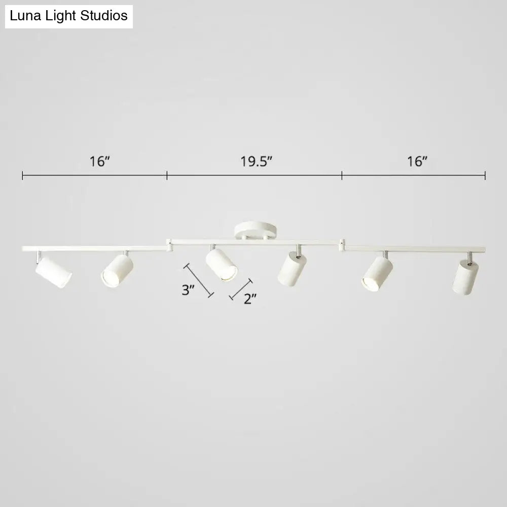 Nordic Style Tubular Metal Flush Mount 6-Light Ceiling Spotlight For Living Room White