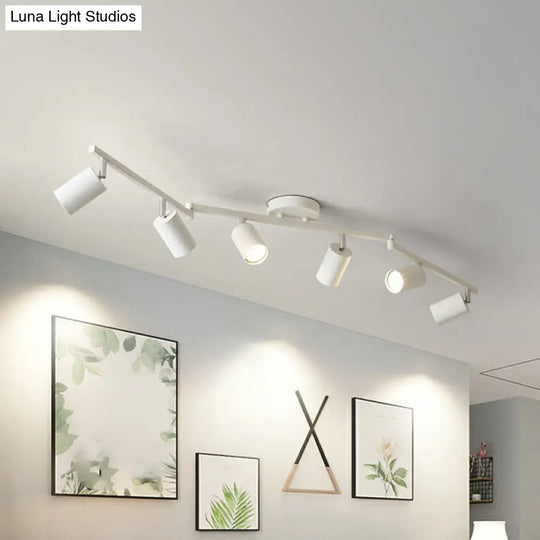 Nordic Style Tubular Metal Flush Mount 6 - Light Ceiling Spotlight For Living Room