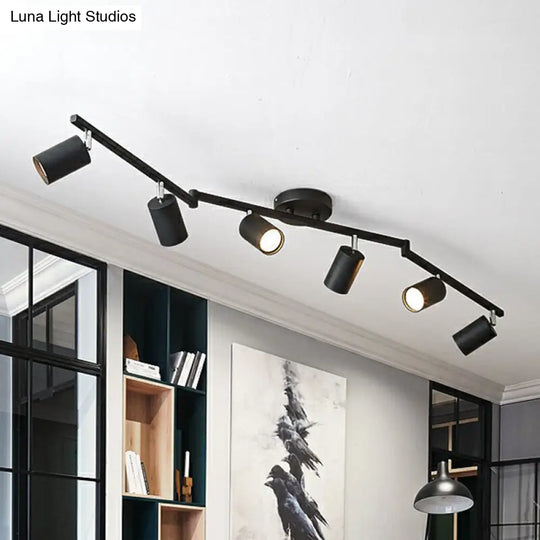 Nordic Style Tubular Metal Flush Mount 6-Light Ceiling Spotlight For Living Room