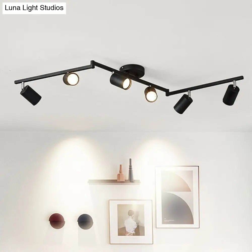 Nordic Style Tubular Metal Flush Mount 6-Light Ceiling Spotlight For Living Room