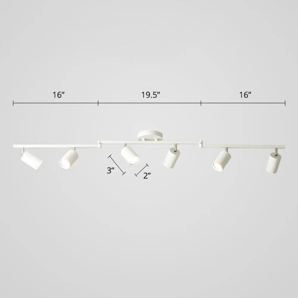 Nordic Style Tubular Metal Flush Mount 6 - Light Ceiling Spotlight For Living Room White