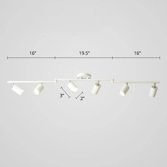 Nordic Style Tubular Metal Flush Mount 6 - Light Ceiling Spotlight For Living Room White