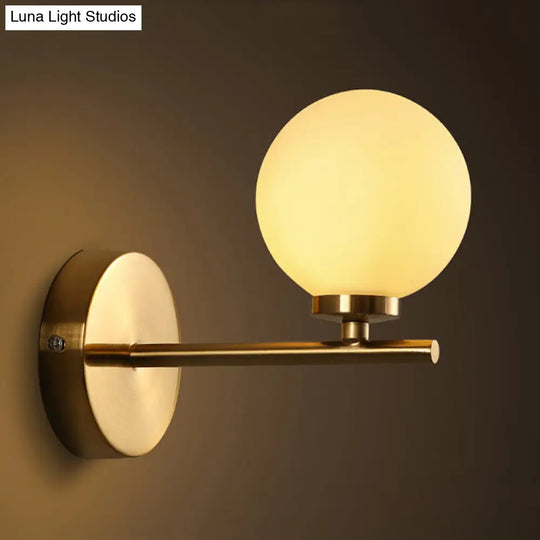 Nordic Style Wall Sconce Light Gold Orb With Glass Shade - Elegant Mount Lighting