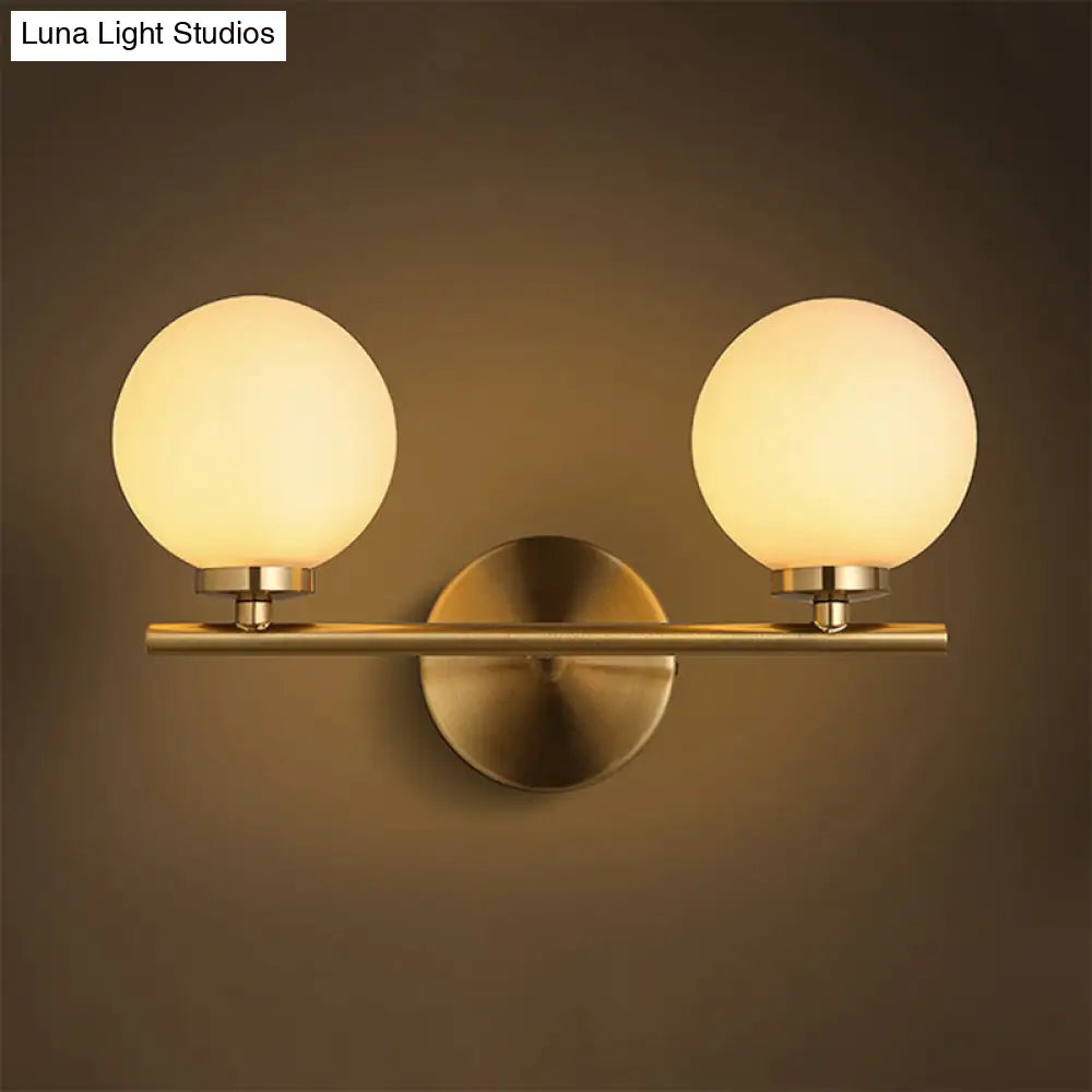 Nordic Style Wall Sconce Light Gold Orb With Glass Shade - Elegant Mount Lighting