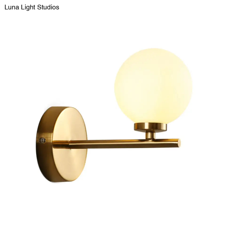 Nordic Style Wall Sconce Light Gold Orb With Glass Shade - Elegant Mount Lighting