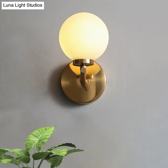 Nordic Style Wall Sconce Light Gold Orb With Glass Shade - Elegant Mount Lighting