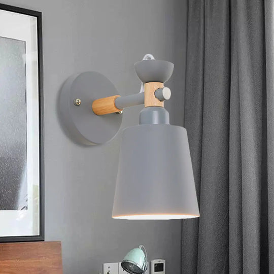 Nordic Style Wall Sconce Light: Rotatable Metal Lamp For Adult Bedroom Grey