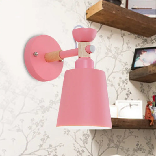 Nordic Style Wall Sconce Light: Rotatable Metal Lamp For Adult Bedroom Pink