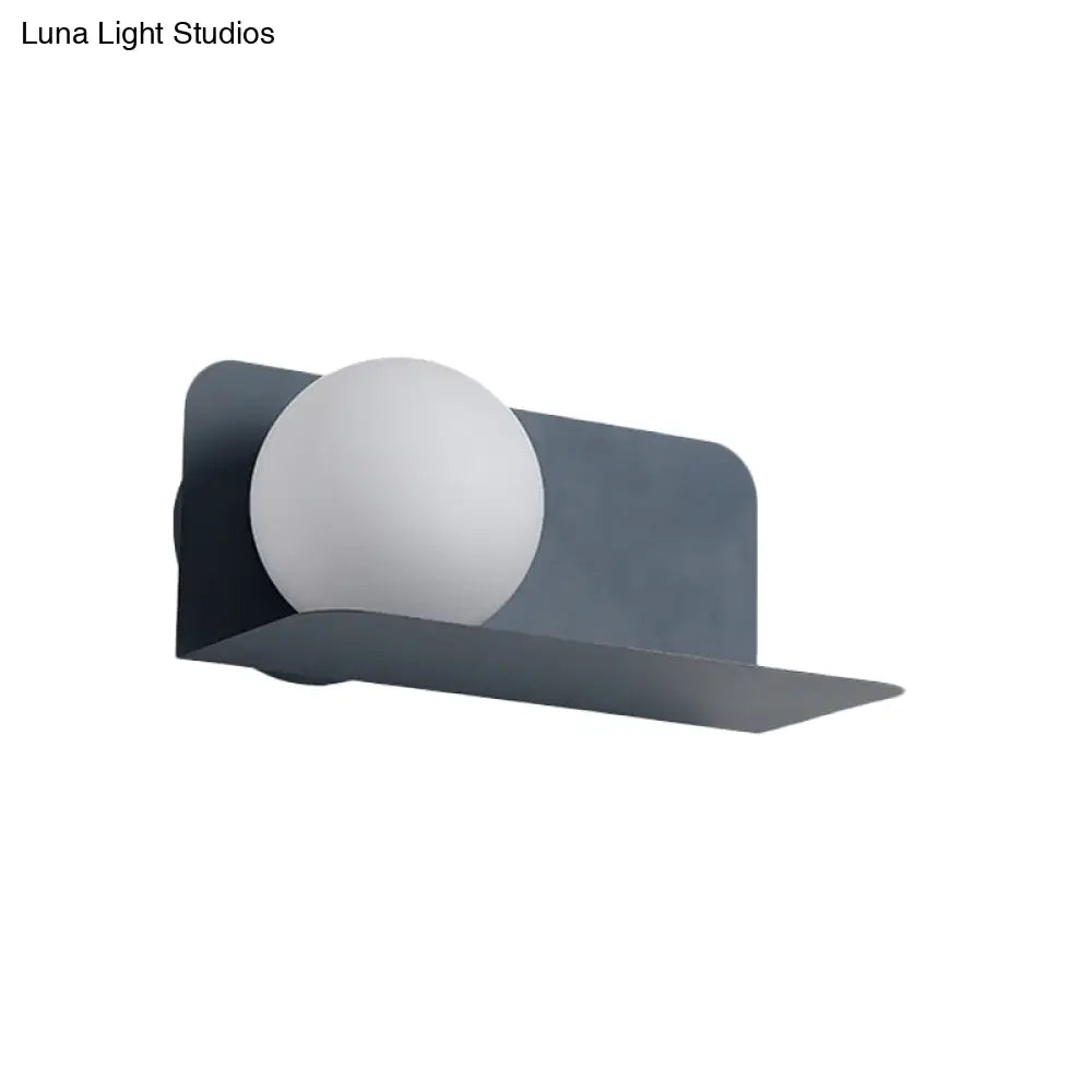 Nordic Style White Globe Wall Light With Frosted Glass For Study Room & Child Bedroom