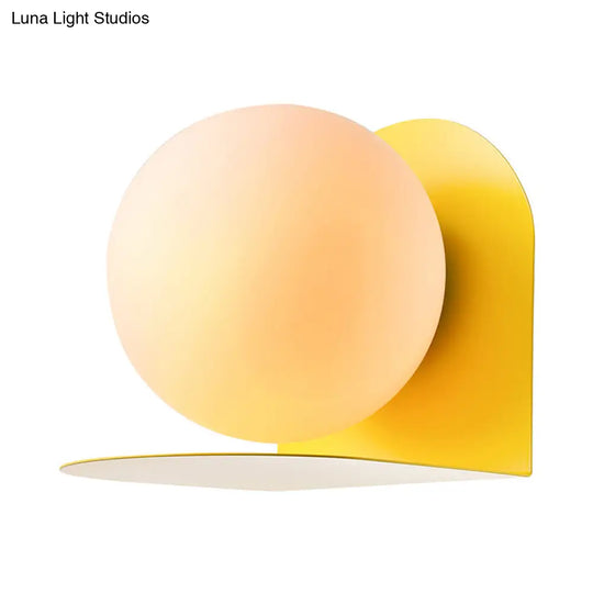 Nordic Style White Globe Wall Light With Frosted Glass For Study Room & Child Bedroom