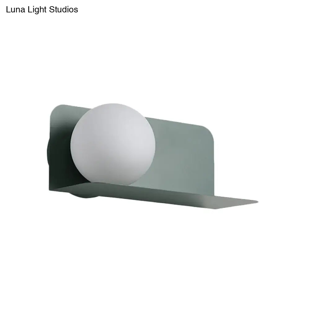 Nordic Style White Globe Wall Light With Frosted Glass For Study Room & Child Bedroom