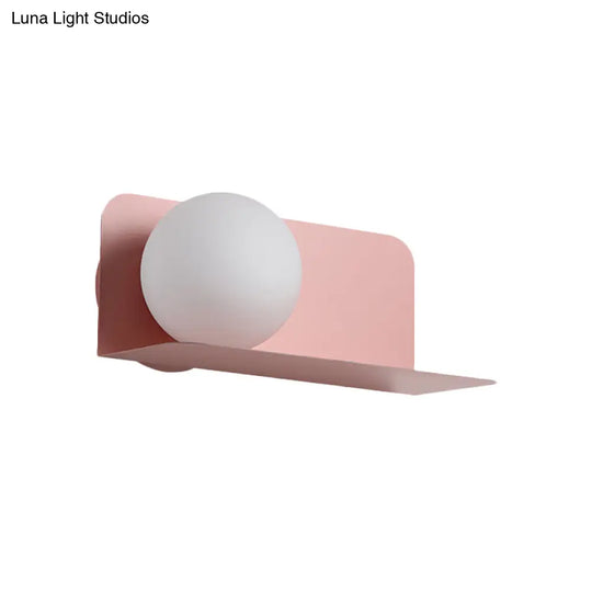 Nordic Style White Globe Wall Light With Frosted Glass For Study Room & Child Bedroom