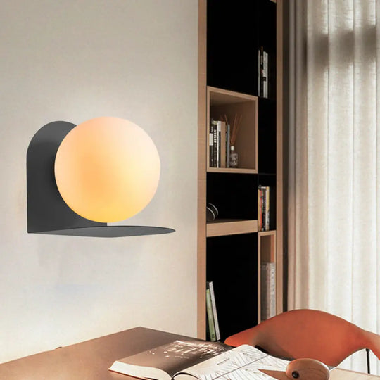 Nordic Style White Globe Wall Light With Frosted Glass For Study Room & Child Bedroom Grey / 6