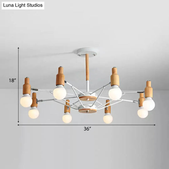 Nordic Style White Open Bulb Chandelier - Elegant Hanging Light For Living Room