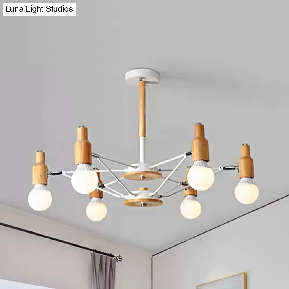 Nordic Style White Open Bulb Chandelier - Elegant Hanging Light For Living Room