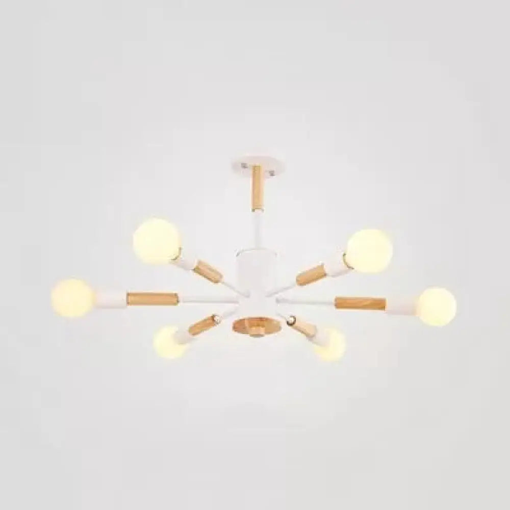 Nordic Style Wood Chandelier - Sky Bang Hanging Light For Kid Bedroom 6 / White