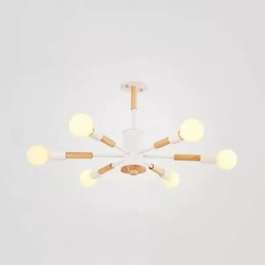 Nordic Style Wood Chandelier - Sky Bang Hanging Light For Kid Bedroom 6 / White