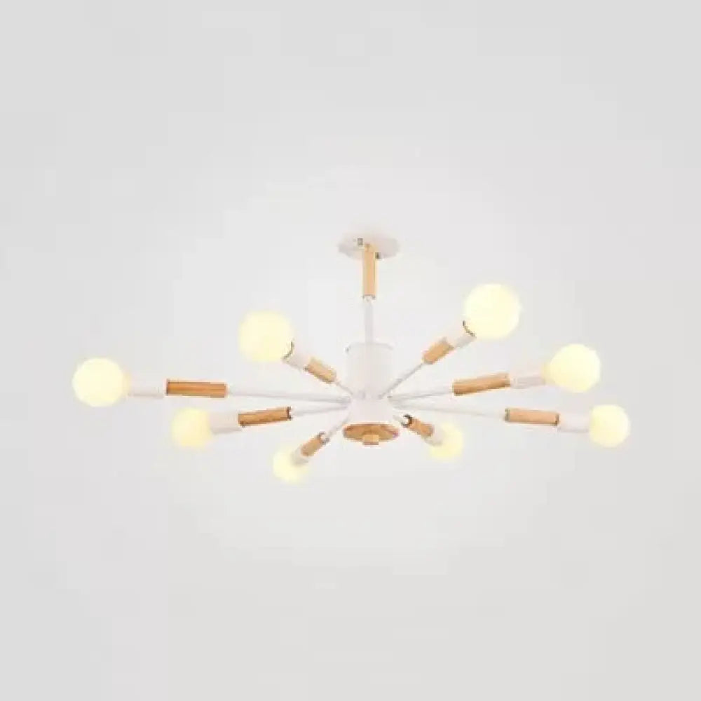 Nordic Style Wood Chandelier - Sky Bang Hanging Light For Kid Bedroom 8 / White