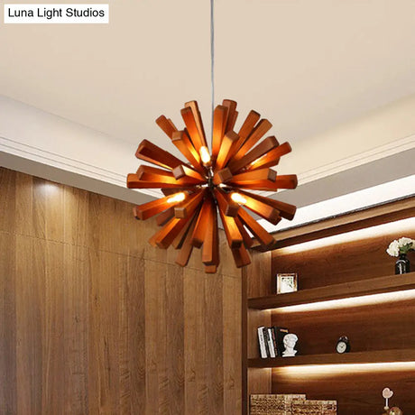 Nordic Style Wood Dandelion Chandelier For Restaurant Lighting