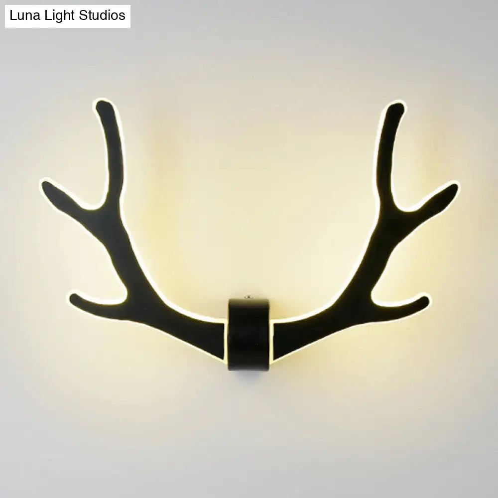 Nordic Style Wooden Antler Wall Sconce Lamp With Led Lighting - Ideal For Corridor