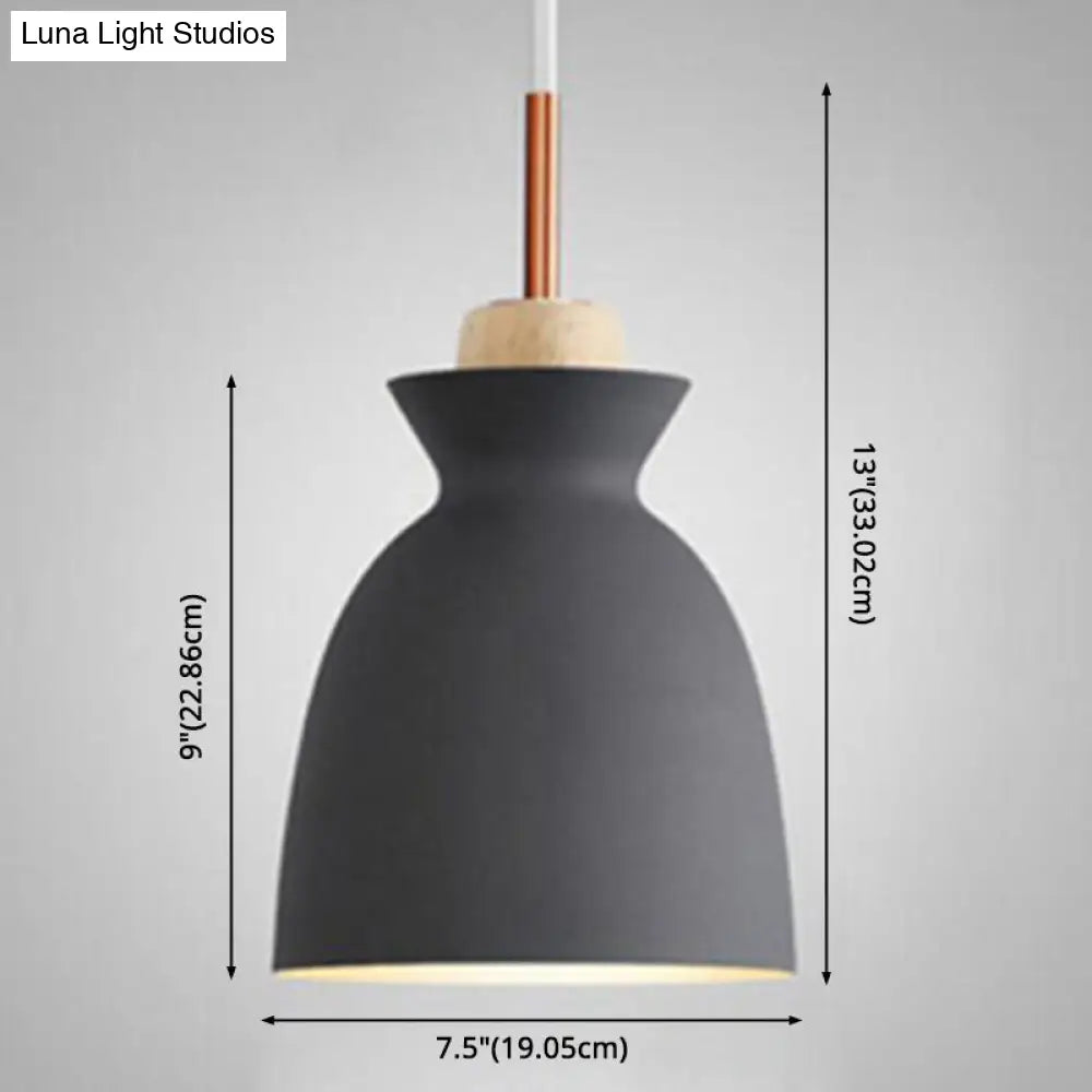 Nordic Style Wooden Pendant Lamp With Metal Frame - Perfect For Restaurants And Modern Homes