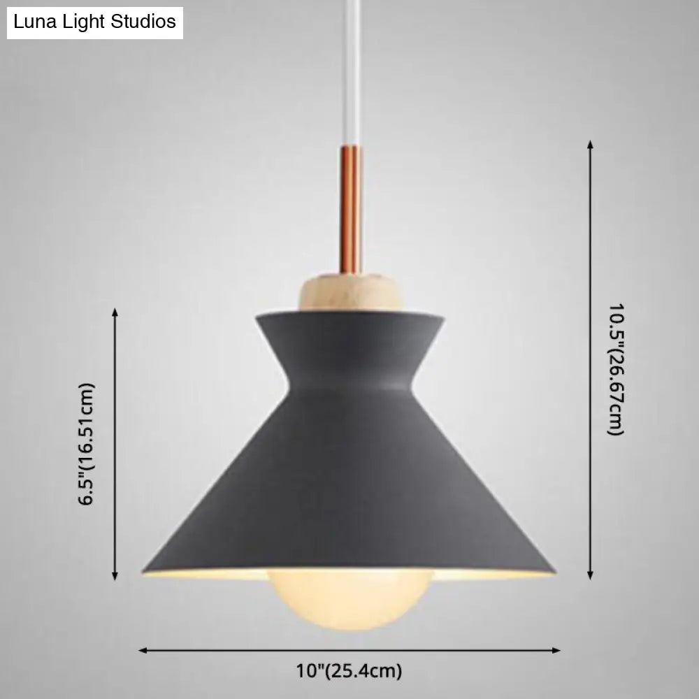 Nordic Style 1-Light Pendant Lamp With Wooden Top For Modern Restaurants