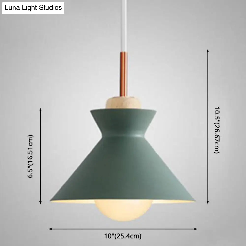 Nordic Style Wooden Pendant Lamp With Metal Frame - Perfect For Restaurants And Modern Homes