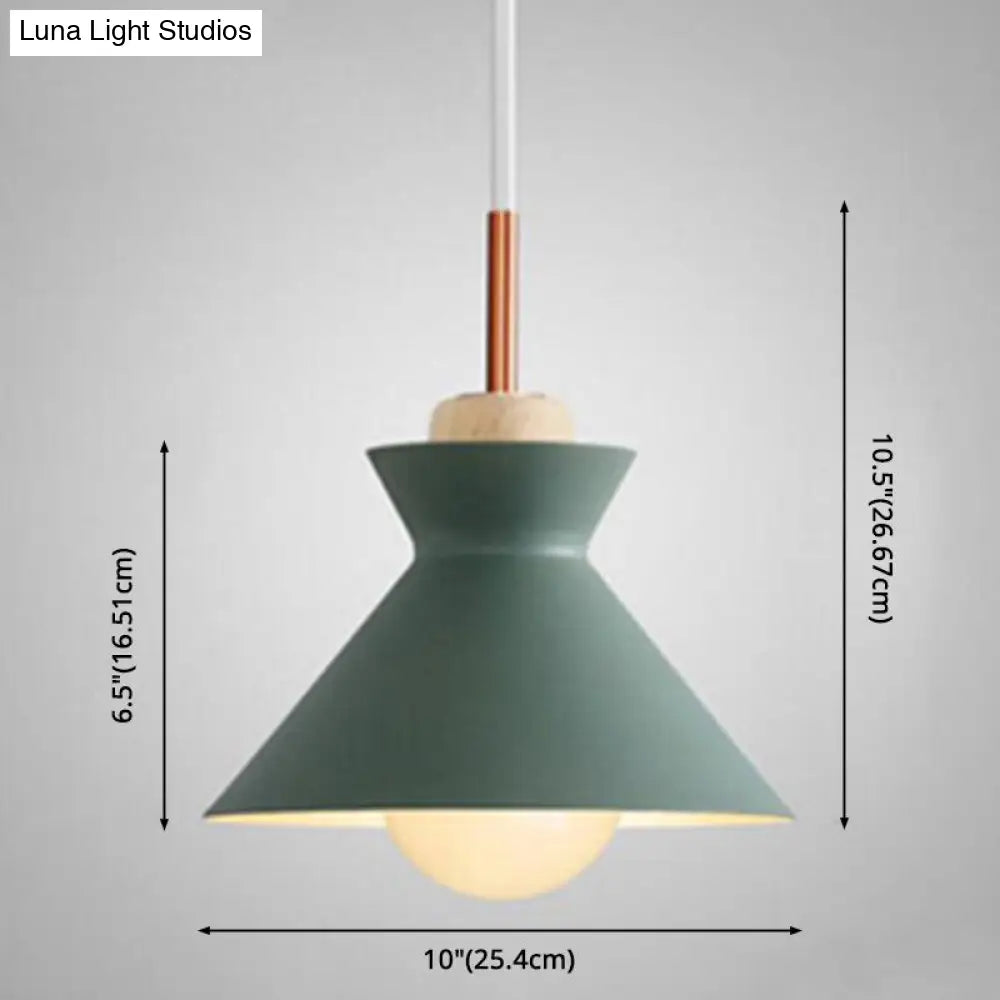 Nordic Style 1-Light Pendant Lamp With Wooden Top For Modern Restaurants